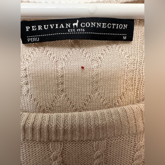 Peruvian Connection Oatmeal Cable Knit Alpaca Short Sleeve Sweater Dress NWOT - Picture 4 of 4